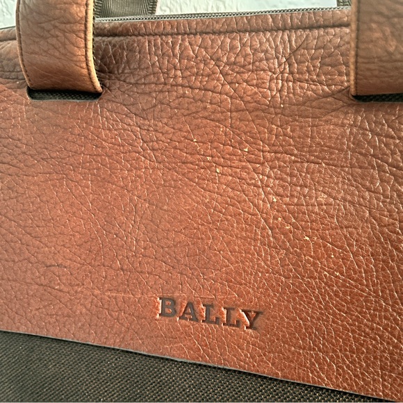 Rare gorgeous Bally Leather & tweed Fabric work bag laptop bag brown business - Picture 4 of 7